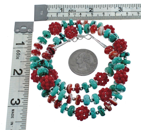 Southwestern Multicolor Multistone Authentic Sterling Silver Bead Necklace JX124638